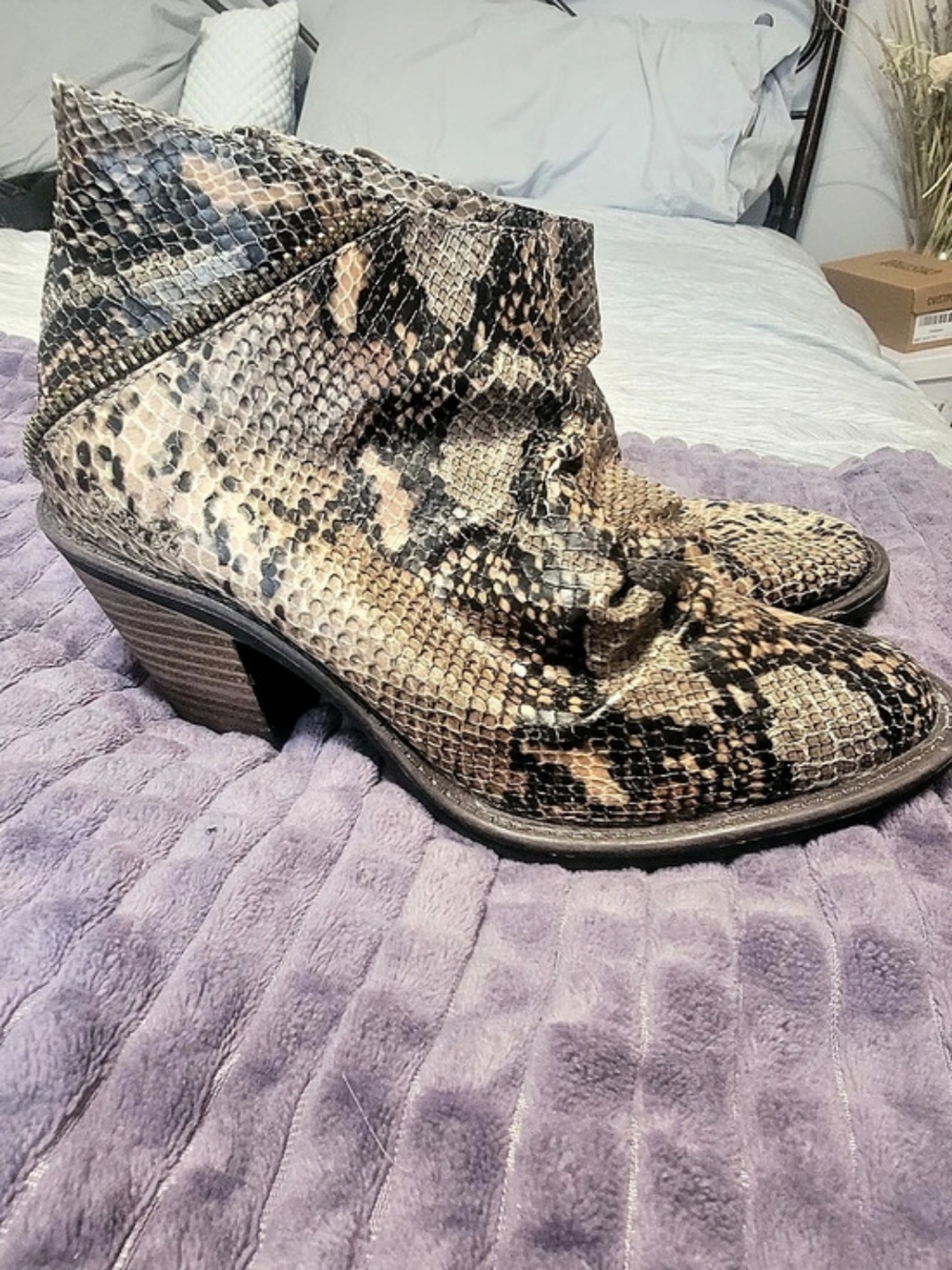 Blowfish Malibu Lolly Bootie Women's Snakeskin-Print Ankle Boots